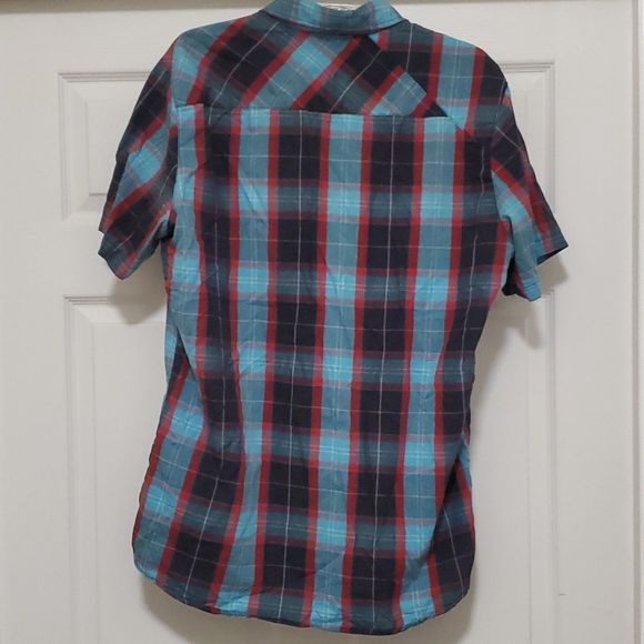 7Burnside red & blue plaid button down shirt L - Picture 2 of 8